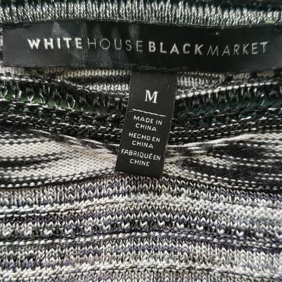 White House Black Market Metallic Knit V-Neck Sweater Womens Medium Long Holiday - Picture 4 of 5